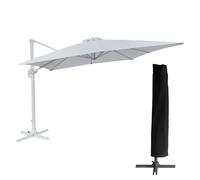 Parasol déporté MOLOKAI rectangulaire 3x4m blanc + housse