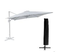 Parasol déporté MOLOKAI rectangulaire 3x4m blanc + housse