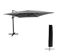 Parasol Déporté Molokai Rectangulaire 3x4m Gris + Housse Gris