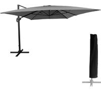 Parasol déporté MOLOKAI rectangulaire 3x4m gris + housse