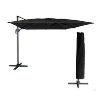 Happy Garden Parasol déporté Molokai rectangulaire 3x4m noir + housse