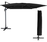 Parasol déporté MOLOKAI rectangulaire 3x4m noir + housse