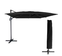 Parasol Déporté Molokai Rectangulaire 3x4m Noir + Housse Noir