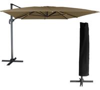 Happy Garden Parasol déporté Molokai rectangulaire 3x4 m taupe avec housse