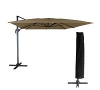 Parasol Déporté Molokai Rectangulaire 3x4m Taupe + Housse Marron