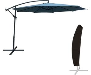 Parasol déporté OAHU rond 3,50m de diamètre bleu gris + housse
