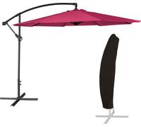 Parasol déporté OAHU rond 3,50m de diamètre fuchsia + housse
