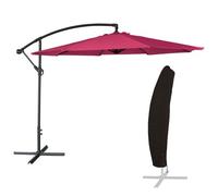Parasol Déporté Oahu Rond 3,50m De Diamètre Fuchsia + Housse Rose