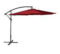 Parasol déporté OAHU Rond 3,50m de diamètre Rouge avec manivelle. Parasol déporté inclinable et Rabattable.