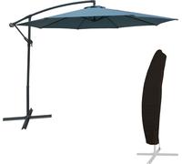 Happy Garden Parasol déporté OAHU rond 3 m de diamètre bleu gris + housse