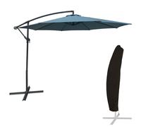 Parasol déporté OAHU rond 3m de diamètre bleu gris + housse