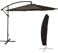 Parasol déporté OAHU rond 3m de diamètre gris + housse