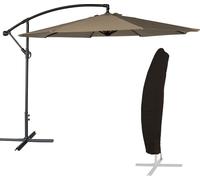 Parasol déporté OAHU rond 3m de diamètre taupe + housse