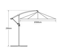 Parasol Déporté Oahu Rond 3m De Diamètre Taupe + Housse Marron