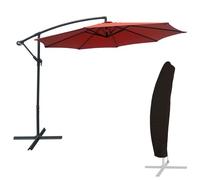 Parasol Déporté Oahu Rond 3m De Diamètre Terracotta + Housse Orange