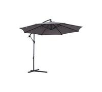 Parasol déporté octogonal inclinable manivelle pied acier Ø 3 x 2,5H m gris