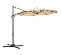 Outsunny Parasol déporté octogonal inclinable parasol rotatif 360° avec pied en croix 8 beleines manivelle inclus châssis alu. acier Ø 3 x 2,5H m beige
