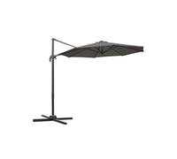 Outsunny Parasol déporté octogonal inclinable avec pied en croix 8 beleines manivelle inclus châssis alu. acier Ø 2,95 x 2,5H m gris foncé