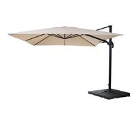 Parasol Déporté Orientable Et Inclinable 3 X 4 M Ø Env. 5 M Aluminium Et Polyester Crème Avec Pied 04_0007950 Multicolore