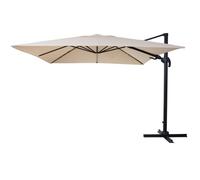 Parasol Déporté Orientable Et Inclinable 3 X 4 M (Ø Env. 5 M) Aluminium Et Polyester Crème Rotatif Sans Pied 04_0007953 Multicolore