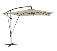 Parasol déporté - Outsunny - 2,5 x 2,5 m - Toile ajustable - 8 baleines - base en croix et manivelle - Housse de Protection - kaki