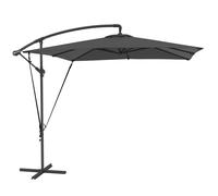 Parasol déporté - Outsunny - 2,5 x 2,5 m - Toile ajustable - 8 baleines - base en croix, manivelle - Housse Protection - gris foncé