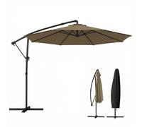 Parasol déporté - Outsunny - inclinable et rotatif 360° - manivelle avec housse - métal polyester - Ø3m - kaki