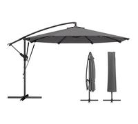 Parasol déporté - parasol de jardin extérieur - Outsunny - double cordes de fixation housse de protection - métal - Ø3m - gris foncé