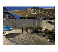 Parasol Déporté PURPLE LEAF 3 x 4 m, Parasol Rectangulaire de Terrasse Extérieur à LED Solaire, Toit Double, Kaki