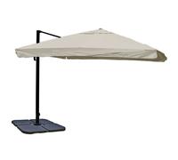 Parasol Déporté Rectangulaire 3 X 4 M Orientable Inclinable Hauteur 255 Cm Avec Pied Aluminium Acier Polyester Crème Gris 04_0007988