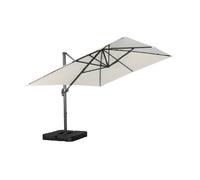 Parasol déporté rectangulaire 3x4m + dalles à lester 50x50cm écru - Wimereux + Fixeo