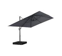Parasol déporté rectangulaire 3x4m + dalles à lester 50x50cm gris - Wimereux + Fixeo