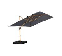 Parasol déporté rectangulaire 3x4m effet bois + dalles à lester 50x50cm gris - Wimereux + Fixeo