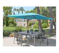 Hespéride - Parasol déporté rectangulaire Melhia bleu canard 4x3m