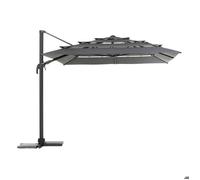 Hespéride - Parasol Déporté Rectangulaire Melhia Anthracite - 4 x 3 m - Aluminium Anti Rouille, Rotatif 360°, Inclinable - Pour Jardin, Terrasse