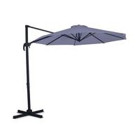 Parasol déporté rond 3 mètres de diamètre - 360°C pivotant - Voile Protection UV Indice 50+ - Gris - Parasol Bardolino