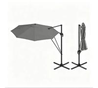 Parasol déporté rond 300 cm gris foncé en métal et polyester orientable