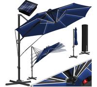Parasol KESSER® SUN rond XL Ø330 cm, avec cordes de sécurité et housse, réglable sur 7 positions, pivotant, inclinable, grand parasol de jardin pivotant à 360° avec manivelle, protection solaire UV50+