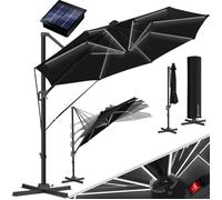 Parasol KESSER® SUN rond XL Ø330 cm, avec cordes de sécurité et housse, réglable sur 7 positions, pivotant, inclinable, grand parasol de jardin pivotant à 360° avec manivelle, protection solaire UV50+