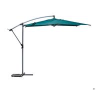 Hespéride - Parasol Déporté Rond Manoa Bleu Canard et Graphite 4 m Anti-rouille Rotation 360° Protection Soleil, Intempéries pour Jardin, Terrasse