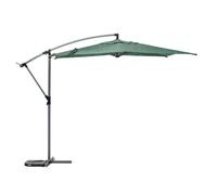 Parasol déporté rond ""Manoa"" vert olive & gris quartz 3m en aluminium traité époxy - Hespéride