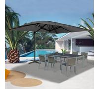 Parasol Déporté Rotatif 360 Calvi Gris 3x4 M Avec Housse Gris