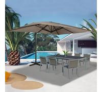 Parasol Déporté Rotatif 360 Calvi Taupe 3x4 M Avec Housse