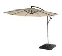 Parasol déporté semi-pro Acerra, 3m inclinable crème avec support Beige G