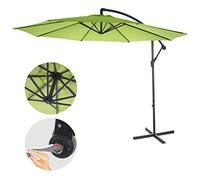 Acerra, parasol, protection solaire, Ø 3m inclinable, polyester/acier 11kg ~ vert/monde sans support