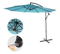 Acerra, parasol, protection solaire, Ø 3m inclinable, polyester/acier 11kg ~ turquoise-bleu sans support