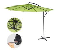 Acerra, parasol, protection solaire, Ø 3m inclinable, polyester/acier 11kg ~ vert/monde sans support