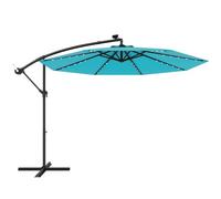 Parasol Déporté Solaire 300 X 300 X 250 Cm Ombrage Réglable Avec Éclairage Led Style Contemporain En Polyester Vert Helloshop26 20_0013017 Multicolore