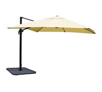 Parasol Déporté Suspendu Avec Pied En Croix 3 X 3m Polyester Aluminium Acier Crème Avec Pieds 04_0007969 Multicolore