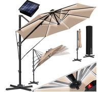 Parasol KESSER® SUN rond XL Ø330 cm, avec cordes de sécurité et housse, réglable sur 7 positions, pivotant, inclinable, grand parasol de jardin pivotant à 360° avec manivelle, protection solaire UV50+